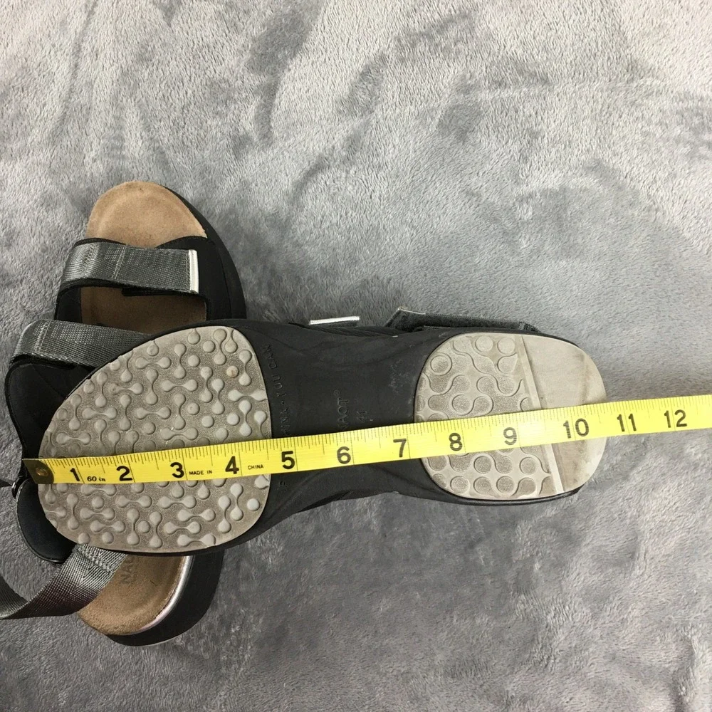 Naot Apollo Women 41 L10 Black Silver Metallic Leather Strappy Sport‎ Sandals
